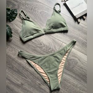 Cotton On Body Olive Green Terry Cloth Bikini Set. Top Size M & Bottom Size L